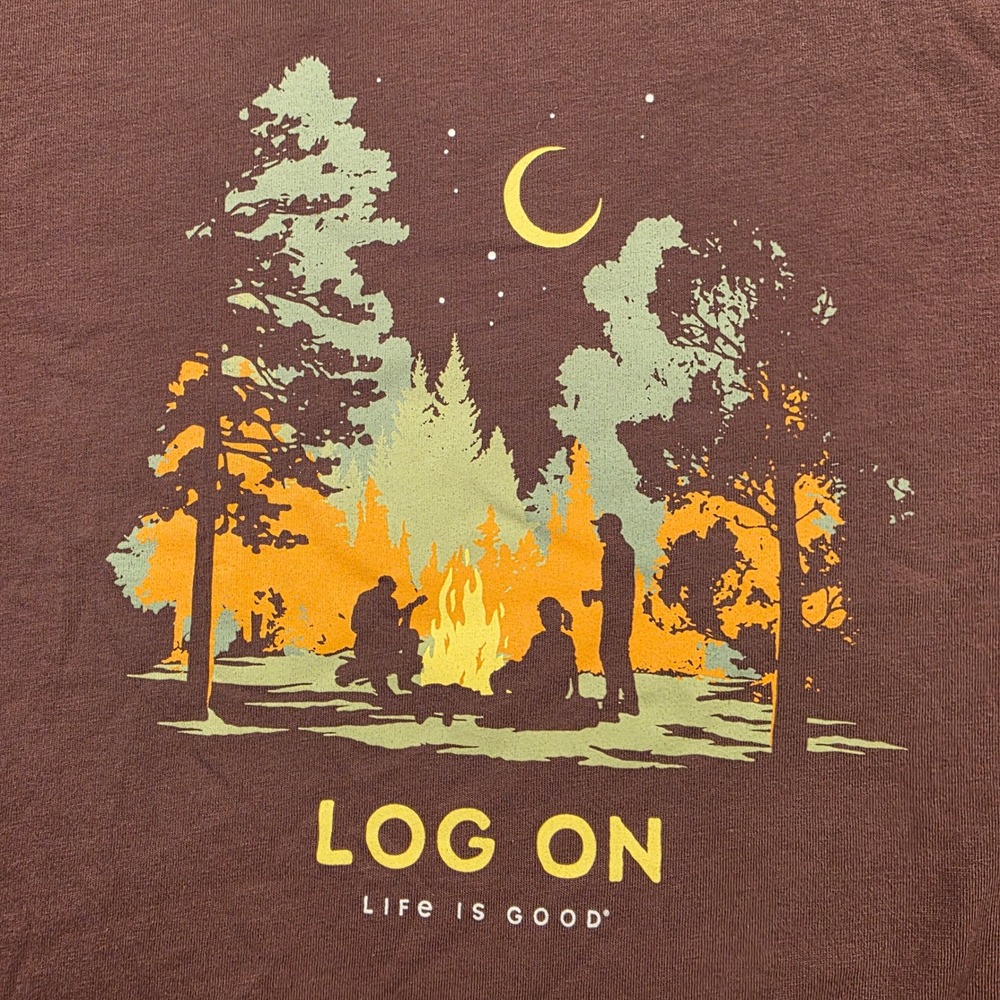 Life Is Good Long Sleeve Shirt Mens Large Brown Outdoor Campfire Graphic Skater - Picture 6 of 9
